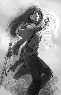 Cover rough for Goldenhand by Garth Nix
