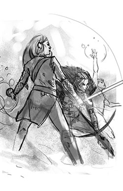 Cover rough for Goldenhand by Garth Nix